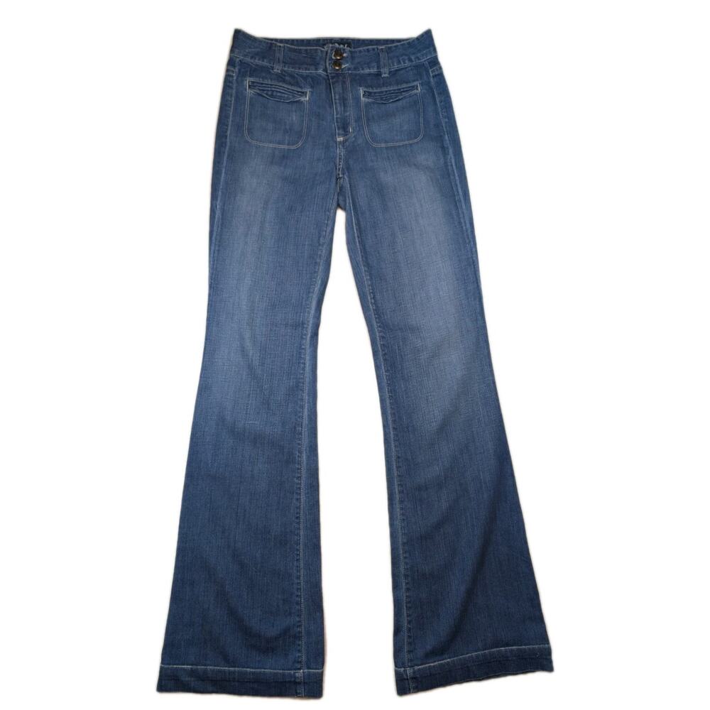 ANLO by David Choe Wide Leg Bootcut Flare Jeans Women's 28 Long Inseam USA Made